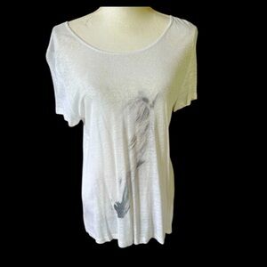 Noel Asmar Cheval Linen tee. large NWT. Horse print crewneck, white and black.